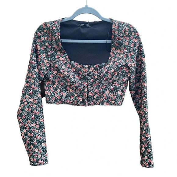 NWT ZARA CROPPED FLORAL CORSET TOP - Picture 1 of 5